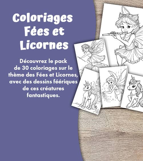 Bannière d'actualité coloriages fées et licornes