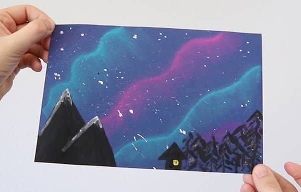 Peinture pour enfant d'aurores boréales